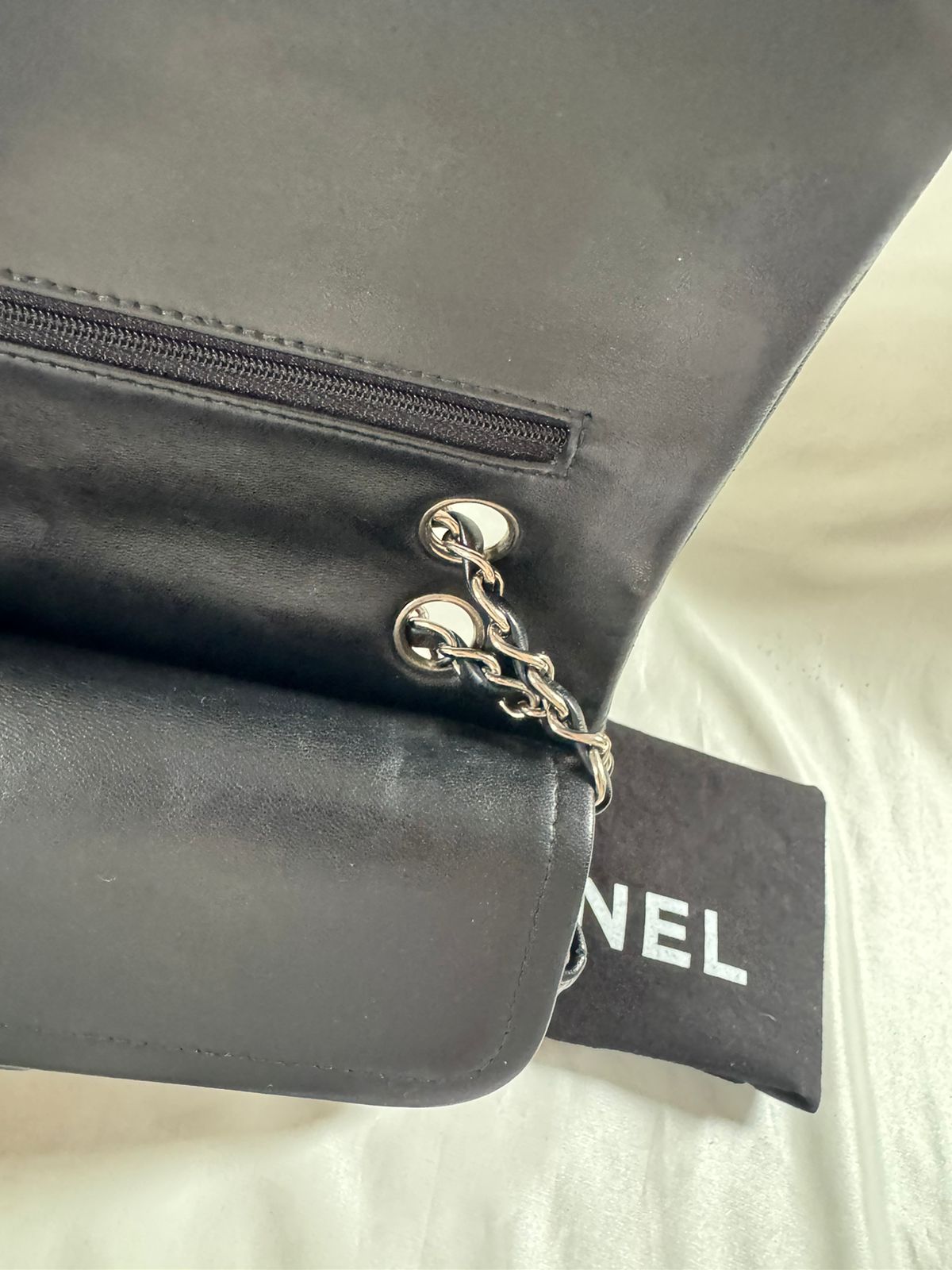 Chanel vintage black lambskin medium classic flap bag