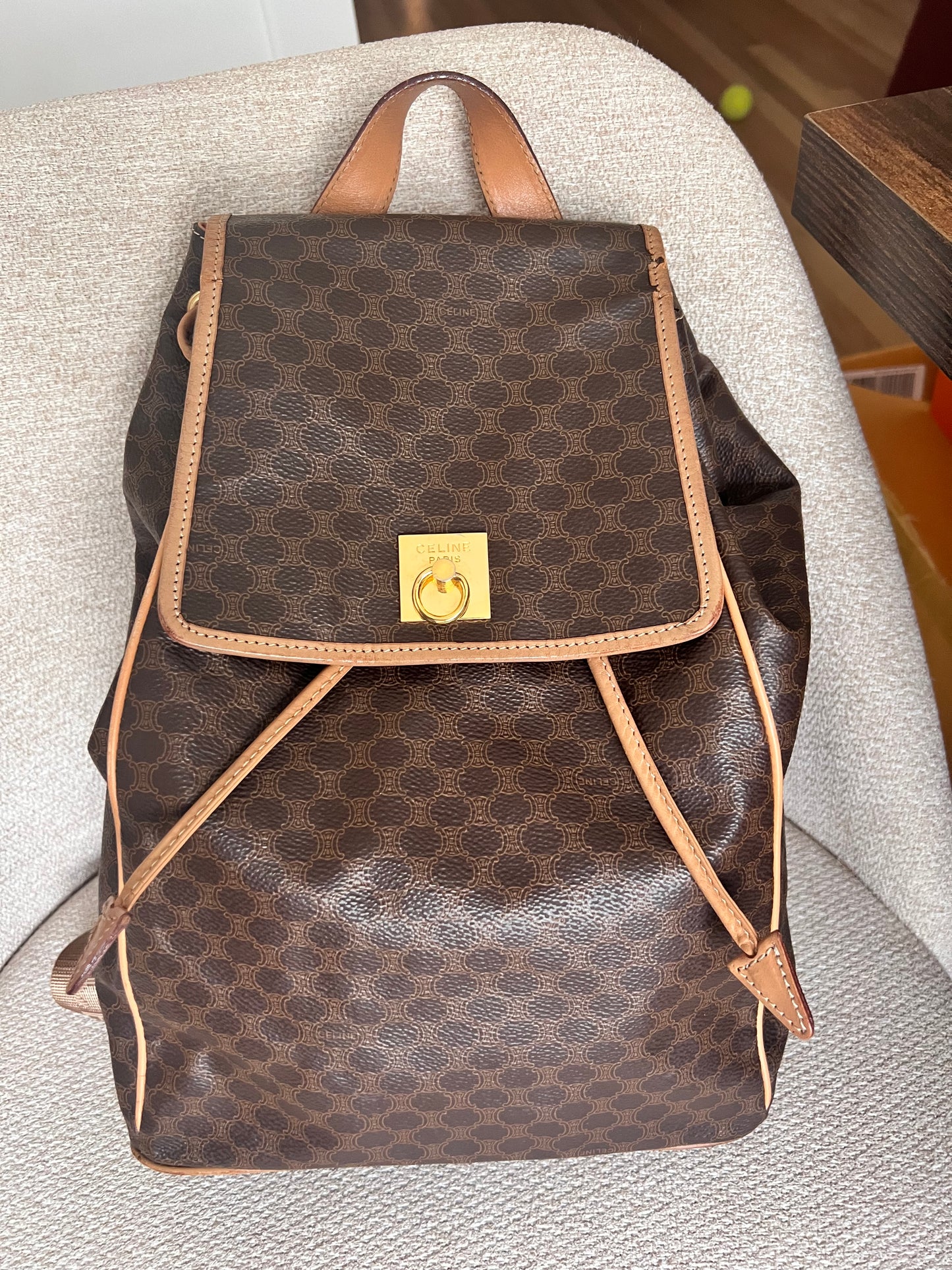 Celine vintage large macadam coated canvas backpack