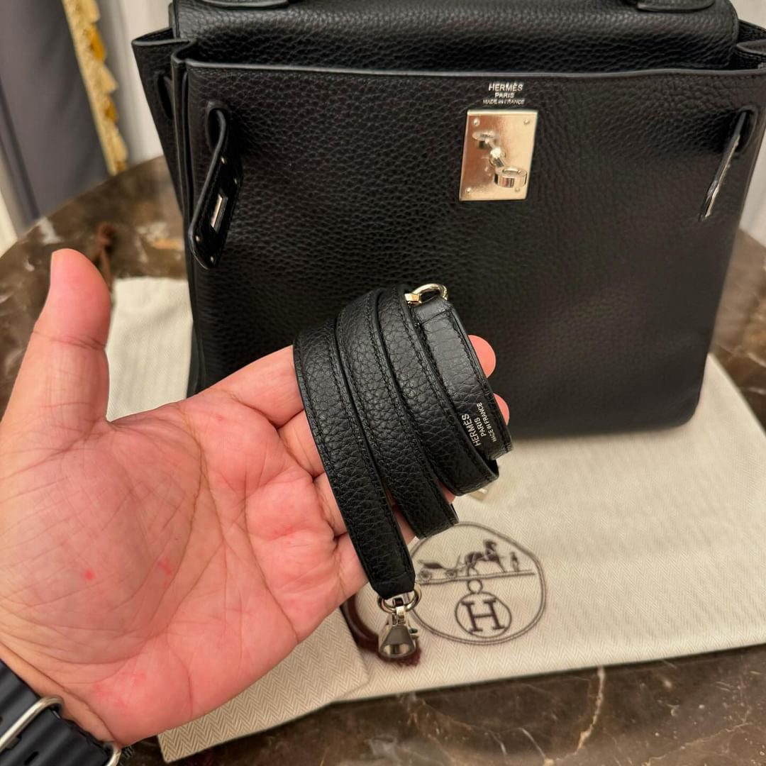 Hermes K28 noir Togo PHW stamp Q square