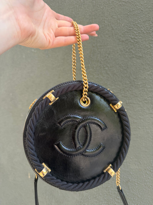 Chanel cruise filigree round glazed calfskin two way