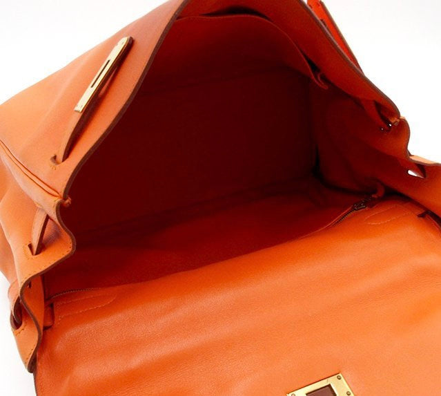 Hermes Kelly 32 orange gulliver leather gold hardware