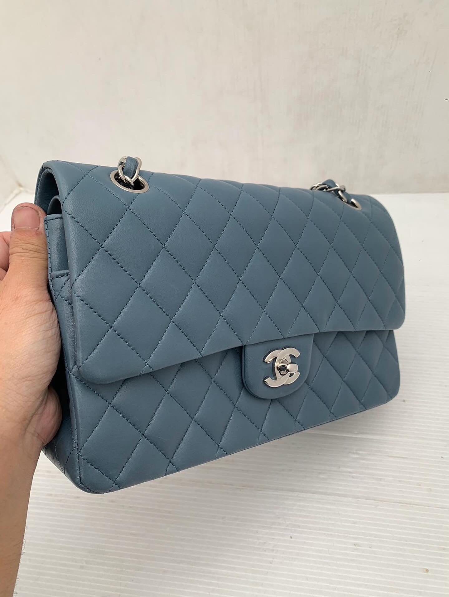 Partial payment- Chanel blue lambskin medium classic flap