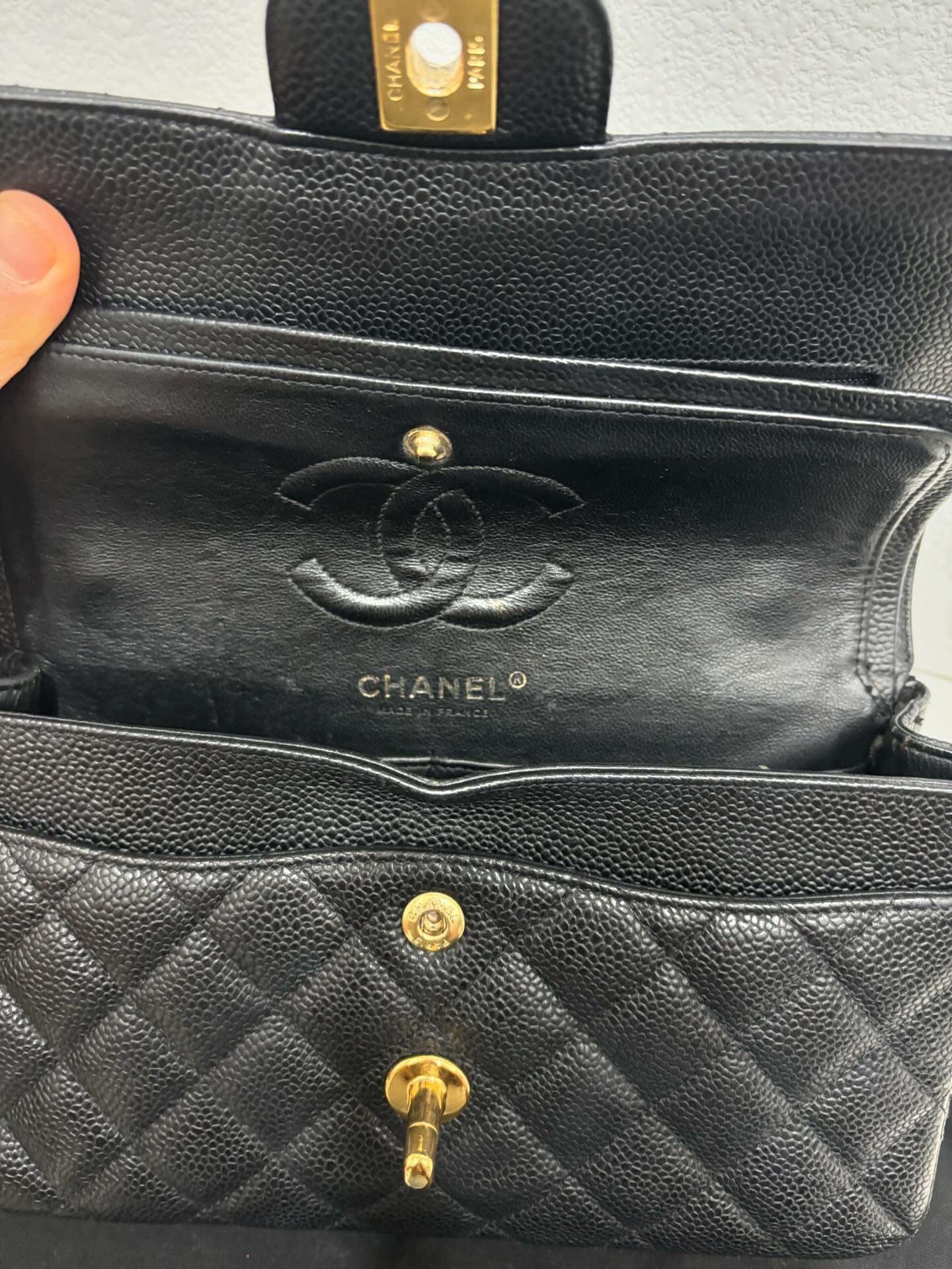 Chanel Black caviar GHW small classic flap 13 series