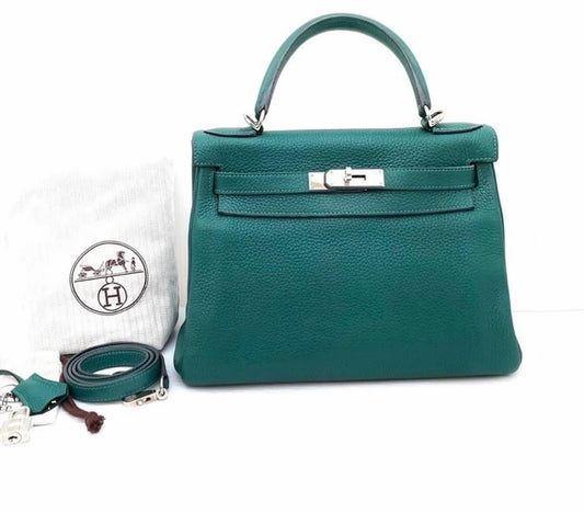 Hermes Kelly 28 malachite PHW stamp T