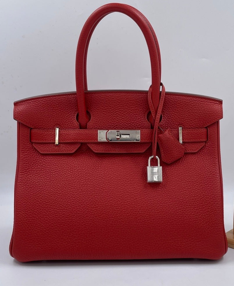 Hermes Birkin 30 rouge V Togo PHW stamp R