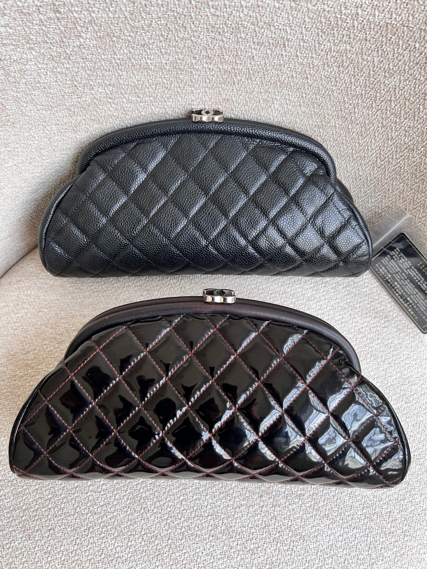 Chanel patent kisslock CC clutch