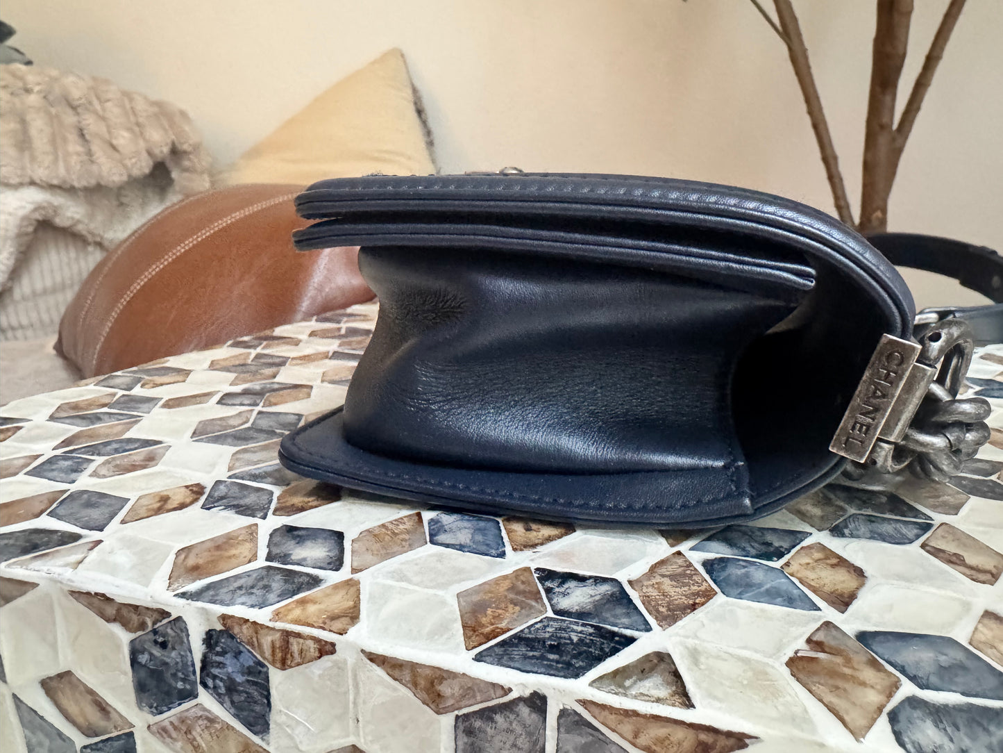 Chanel Small Woven Calfskin Boy Bag
