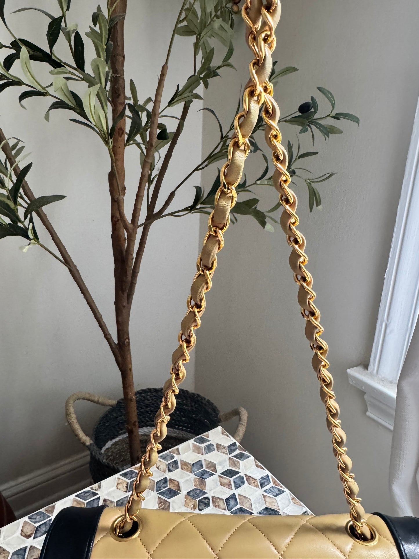 Chanel Lambskin Two Tone Medium Diana Flap Bag