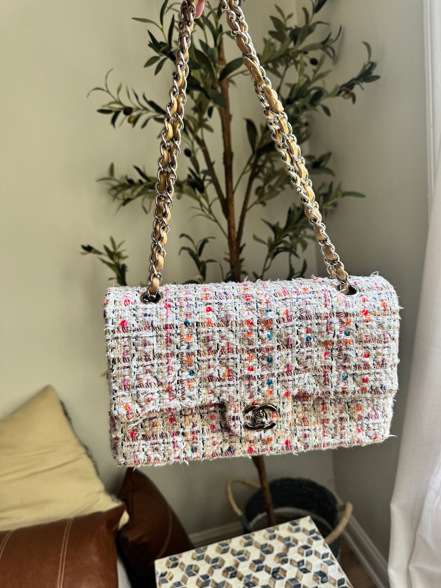 Chanel Tweed Multicolor Medium Classic Flap