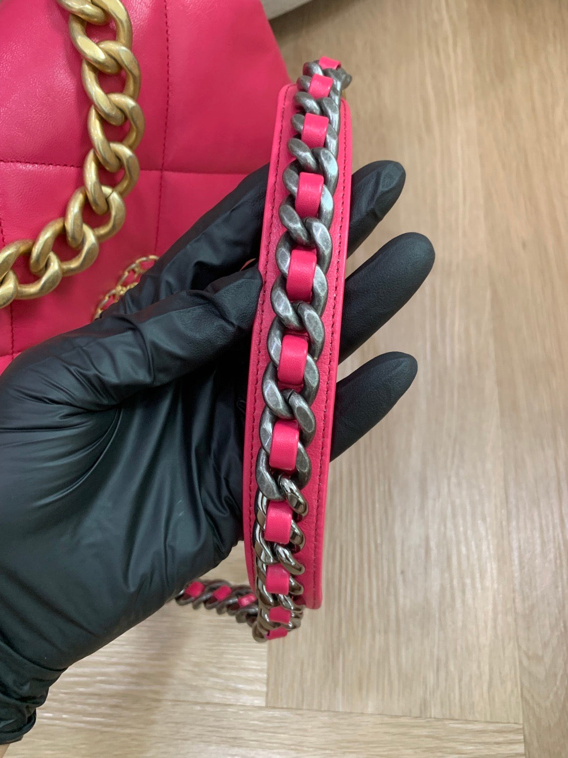 Chanel C19 large hot pink goatskin flap