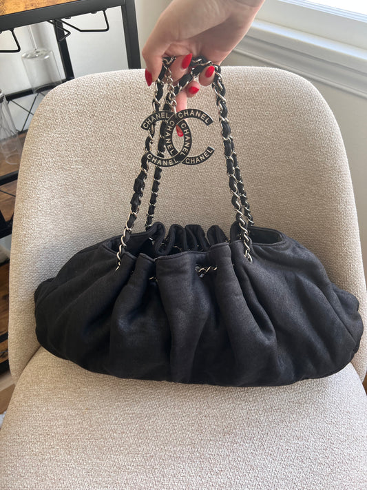 Chanel double chain shoulder CC charm tote