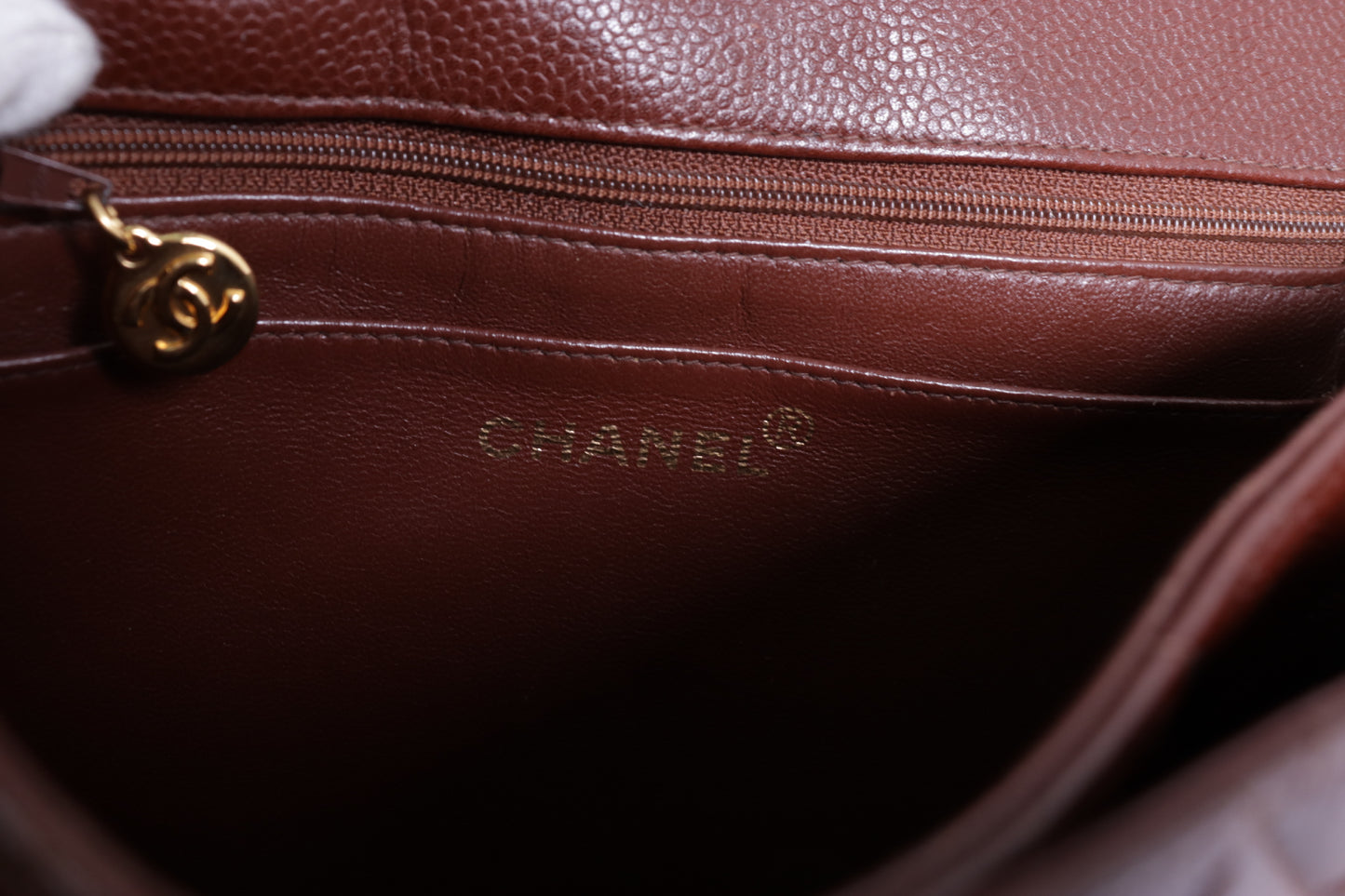 Chanel vintage chocolate caviar shoulder bag