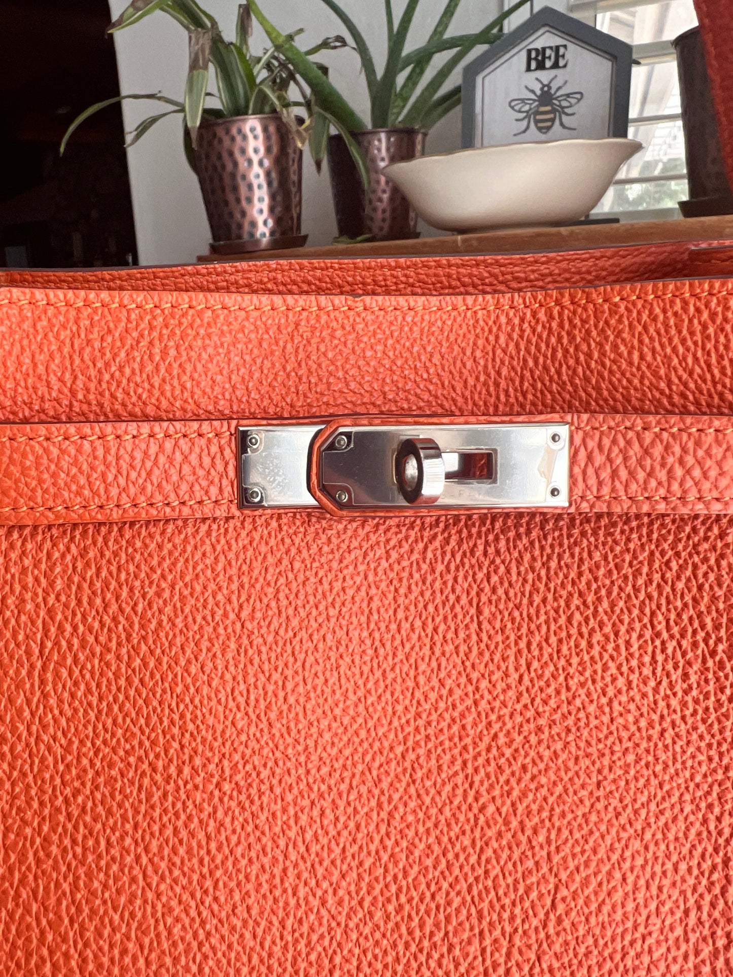 Hermes So Kelly Togo H orange PHW Shoulder bag