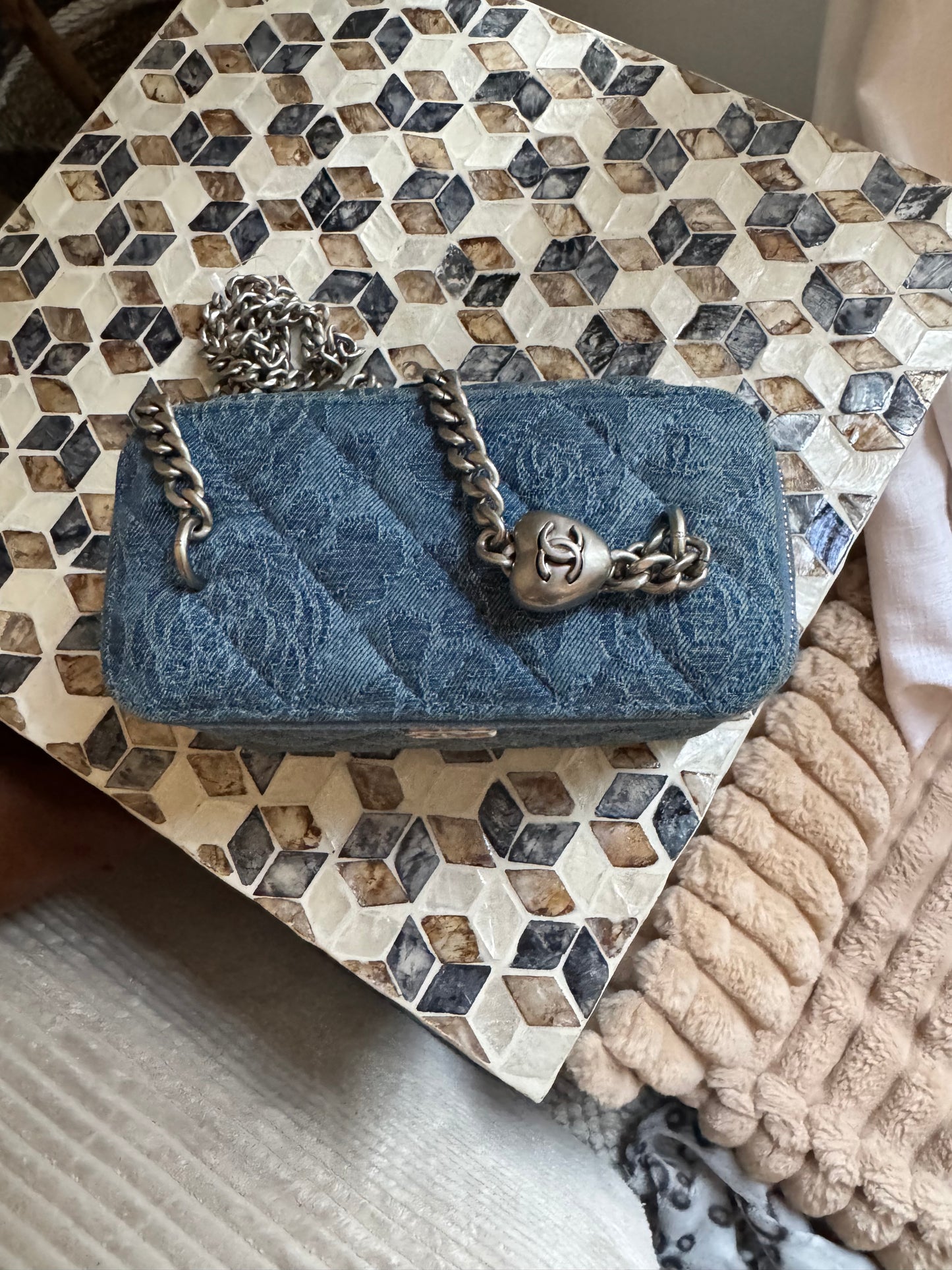 Chanel Denim Camillia Coco Crush Heart Vanity