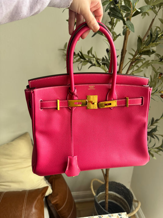 Hermes Birkin 30 Rose Tyrein Epsom Leather Candy Collection
