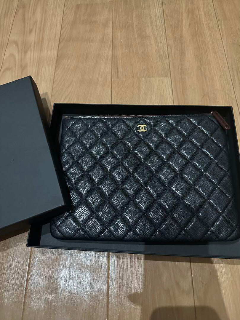 Chanel Black Caviar Medium Zip Pouch