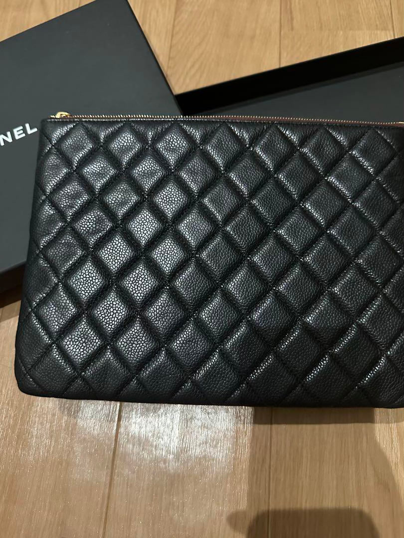 Chanel Black Caviar Medium Zip Pouch