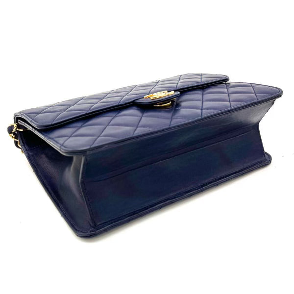 Chanel Vintage Navy Blue Lambskin Half Flap