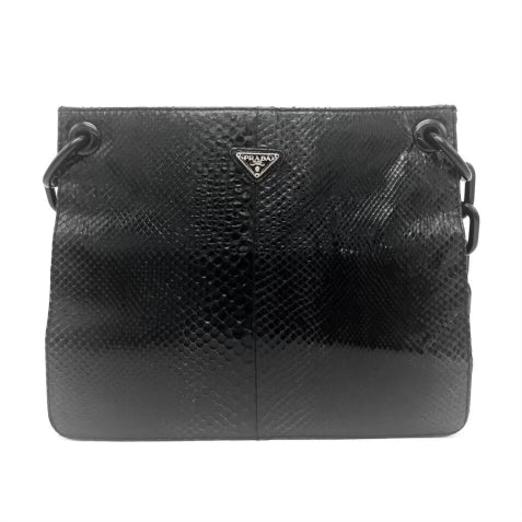 Prada Black Python Chain Tote