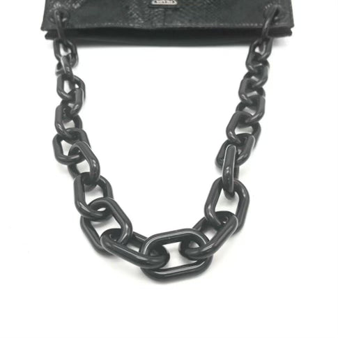 Prada Black Python Chain Tote