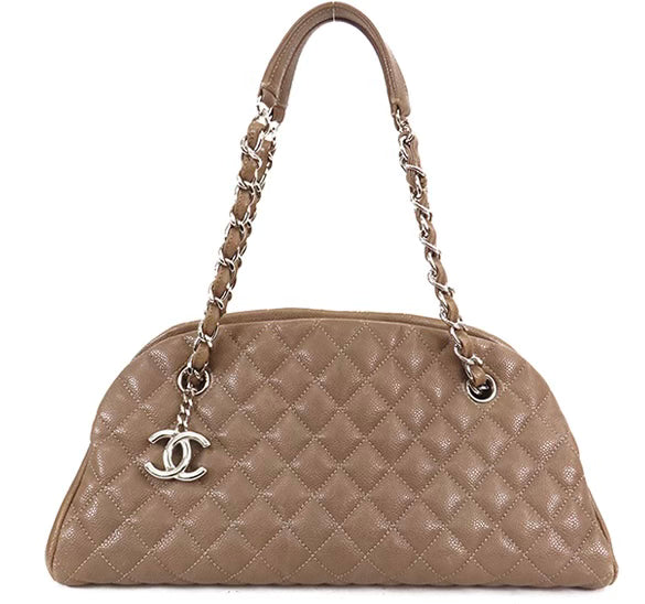 Chanel Taupe Caviar Silver Hardware Shoulder Tote