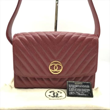 Chanel Bordeaux Caviar Chevron Flap Crossbody