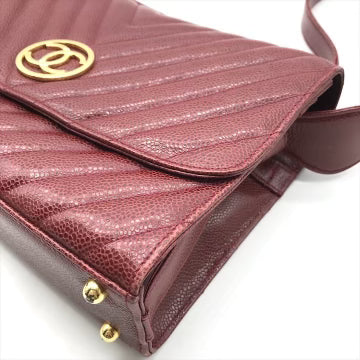 Chanel Bordeaux Caviar Chevron Flap Crossbody