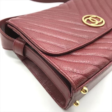 Chanel Bordeaux Caviar Chevron Flap Crossbody