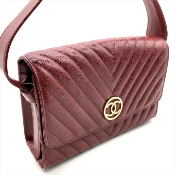 Chanel Bordeaux Caviar Chevron Flap Crossbody