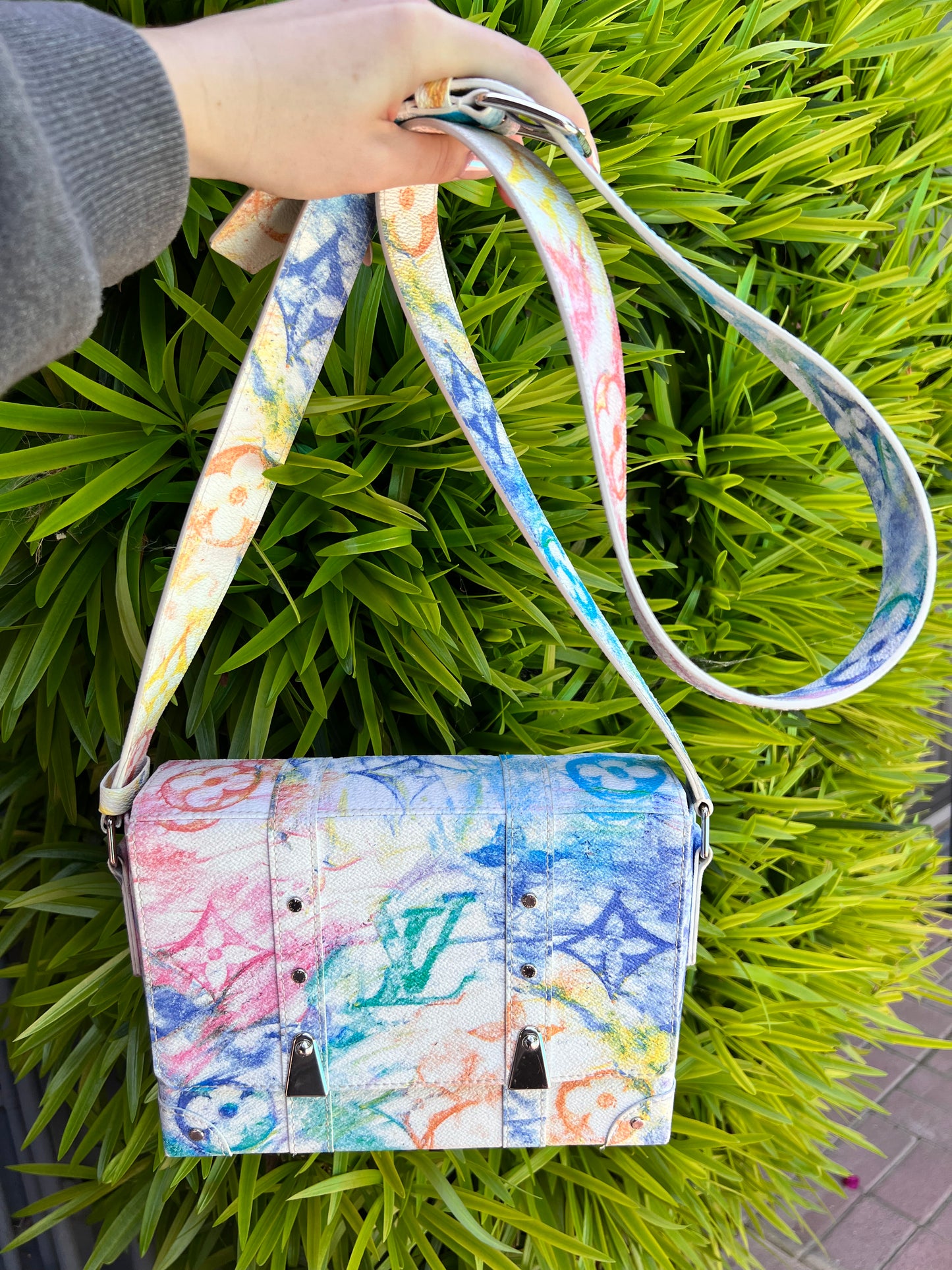 Louis Vuitton limited edition pastel watercolor trunk PM messenger bag