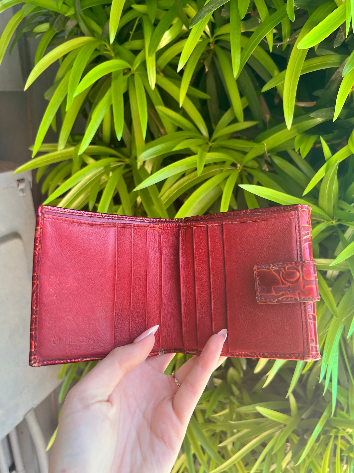 Christian Dior Red Patent Oblique double sided wallet