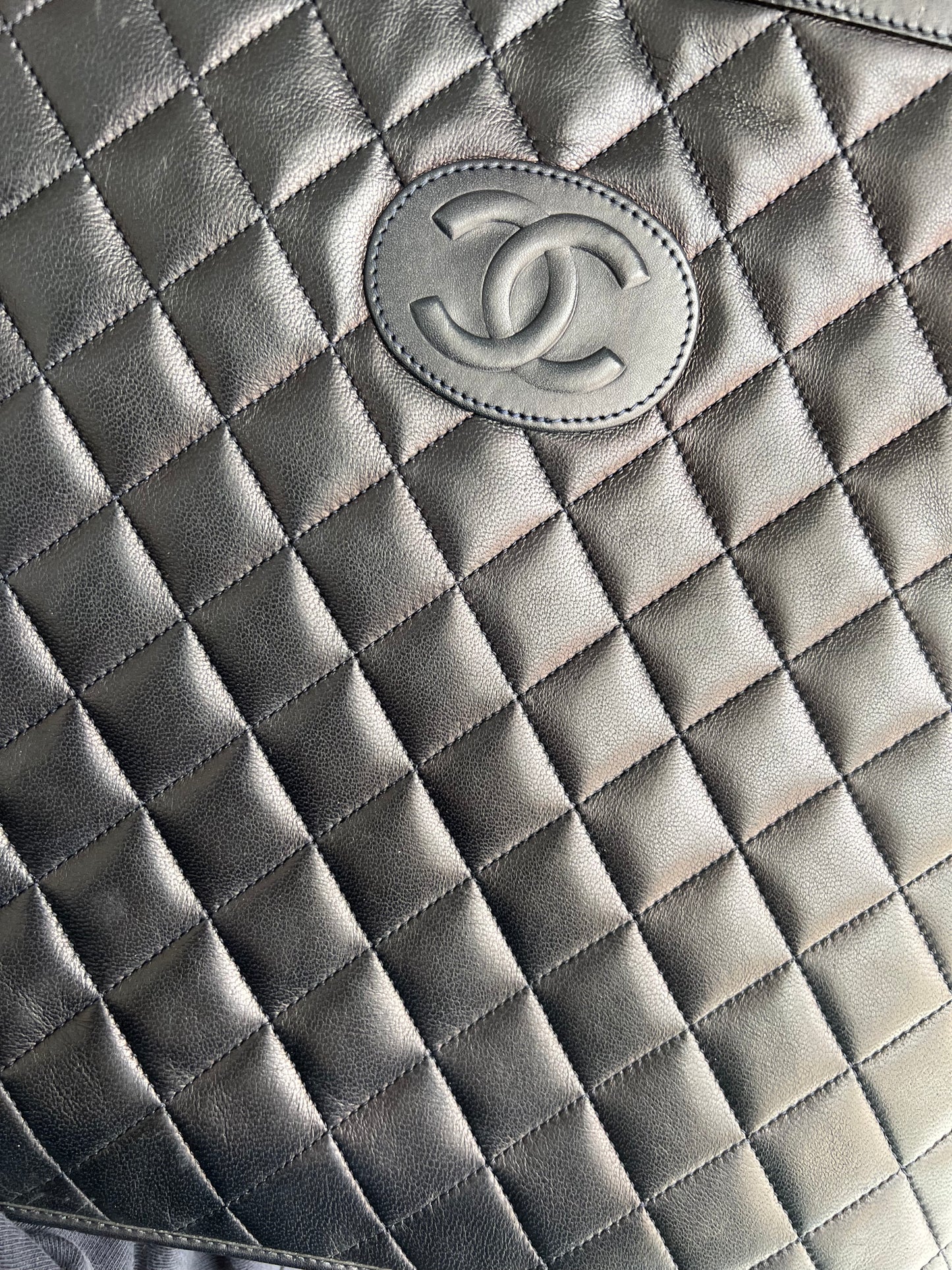 Chanel lambskin quilted small tote
