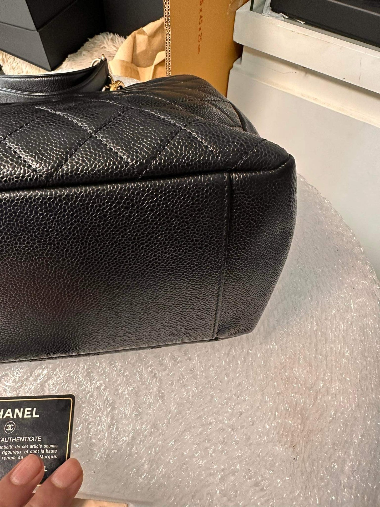 Chanel grand shopper tote black caviar gold hardware