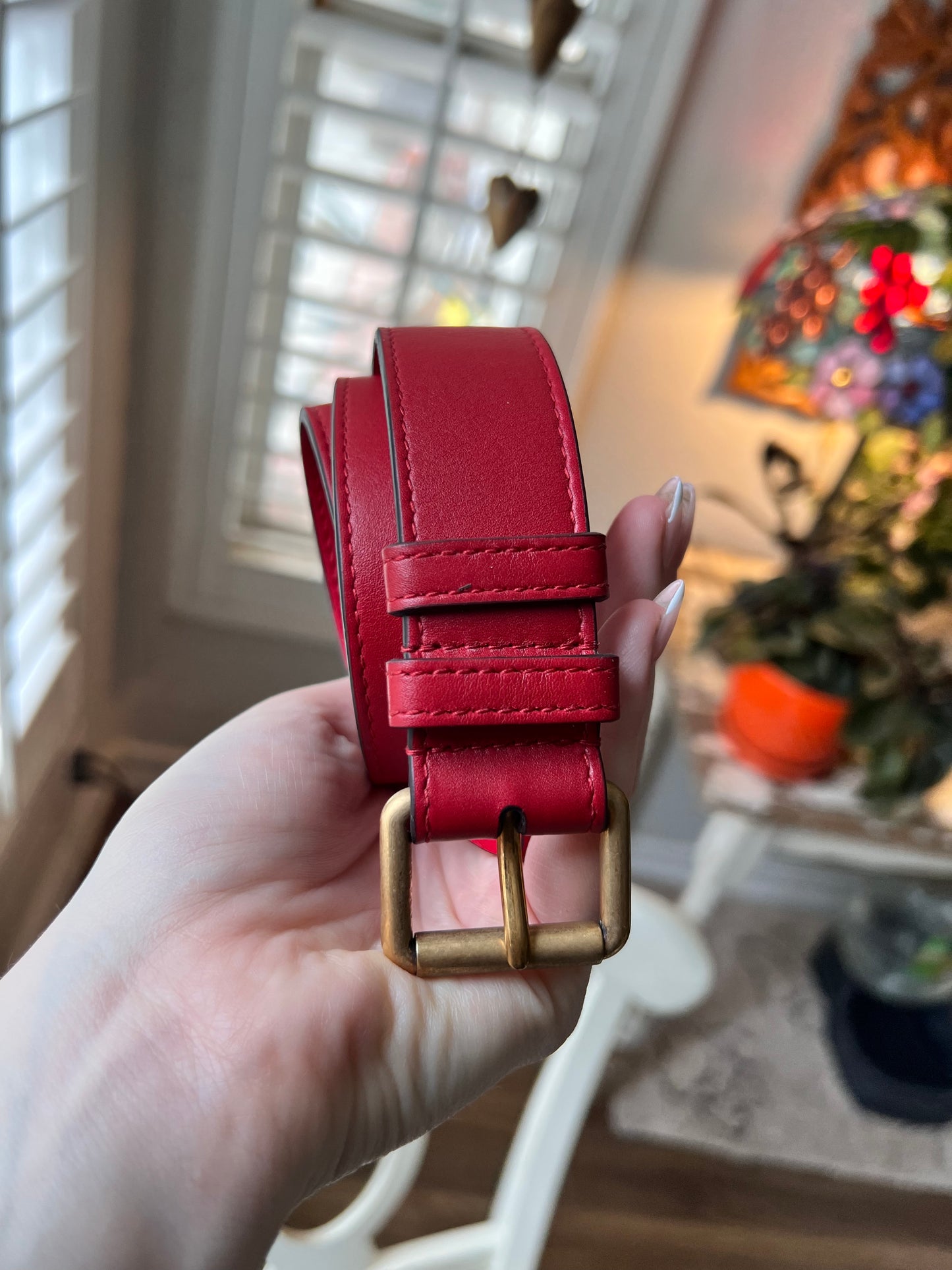 GUCCI Calfskin Matelasse GG Marmont Belt Bag size 65 or 26 in Hibiscus Red