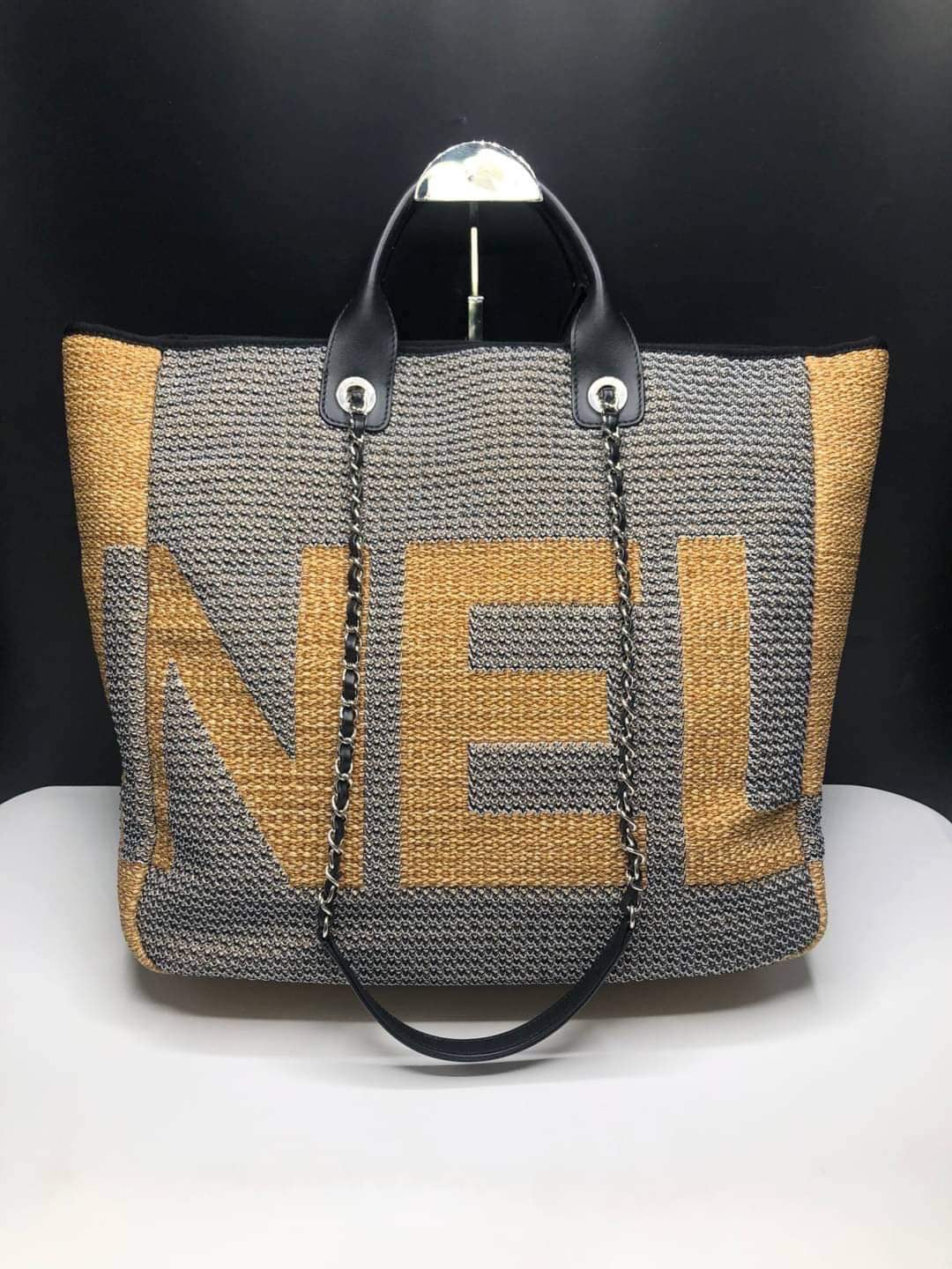 Chanel Deauville Woven Large Shopping Tote Bag