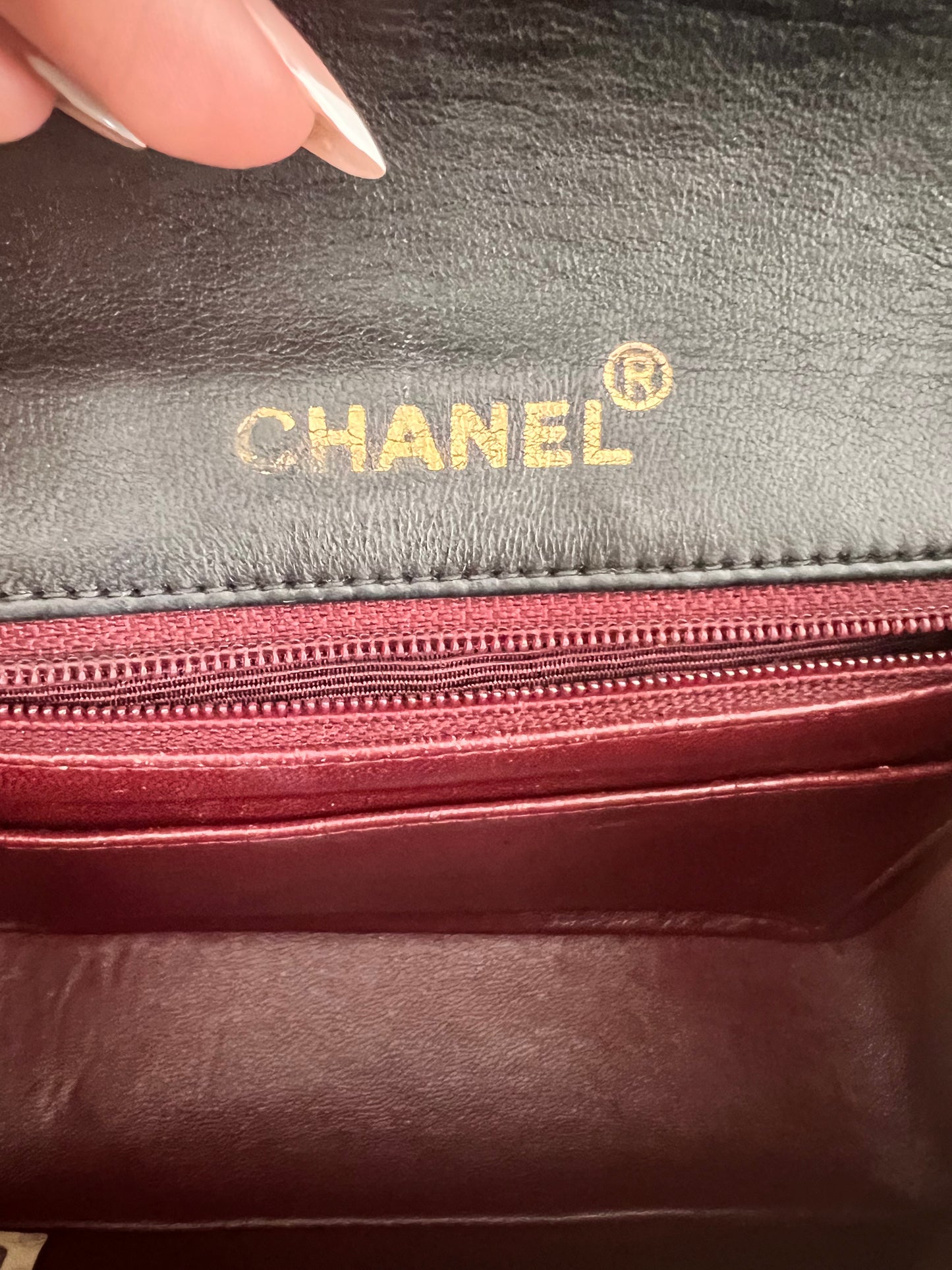 Chanel vintage mini square black lambskin 24k ghw