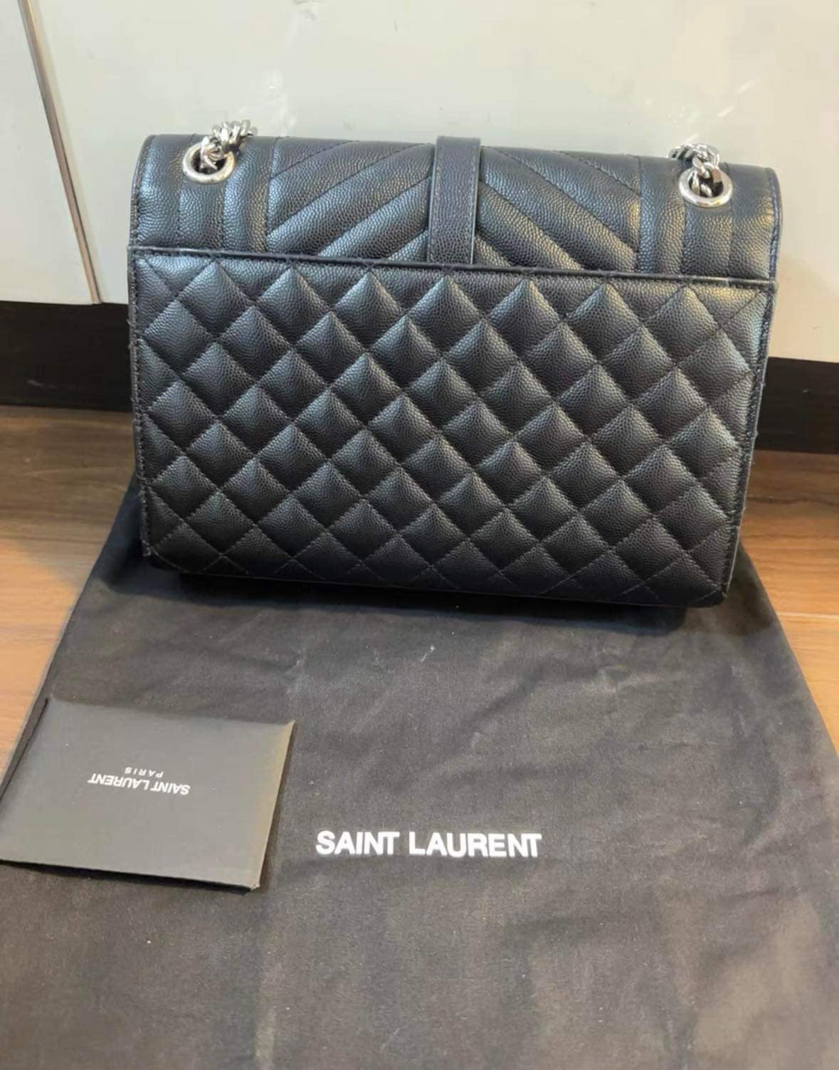 Yves Saint Laurent Black Envelope 2 way bag SHW