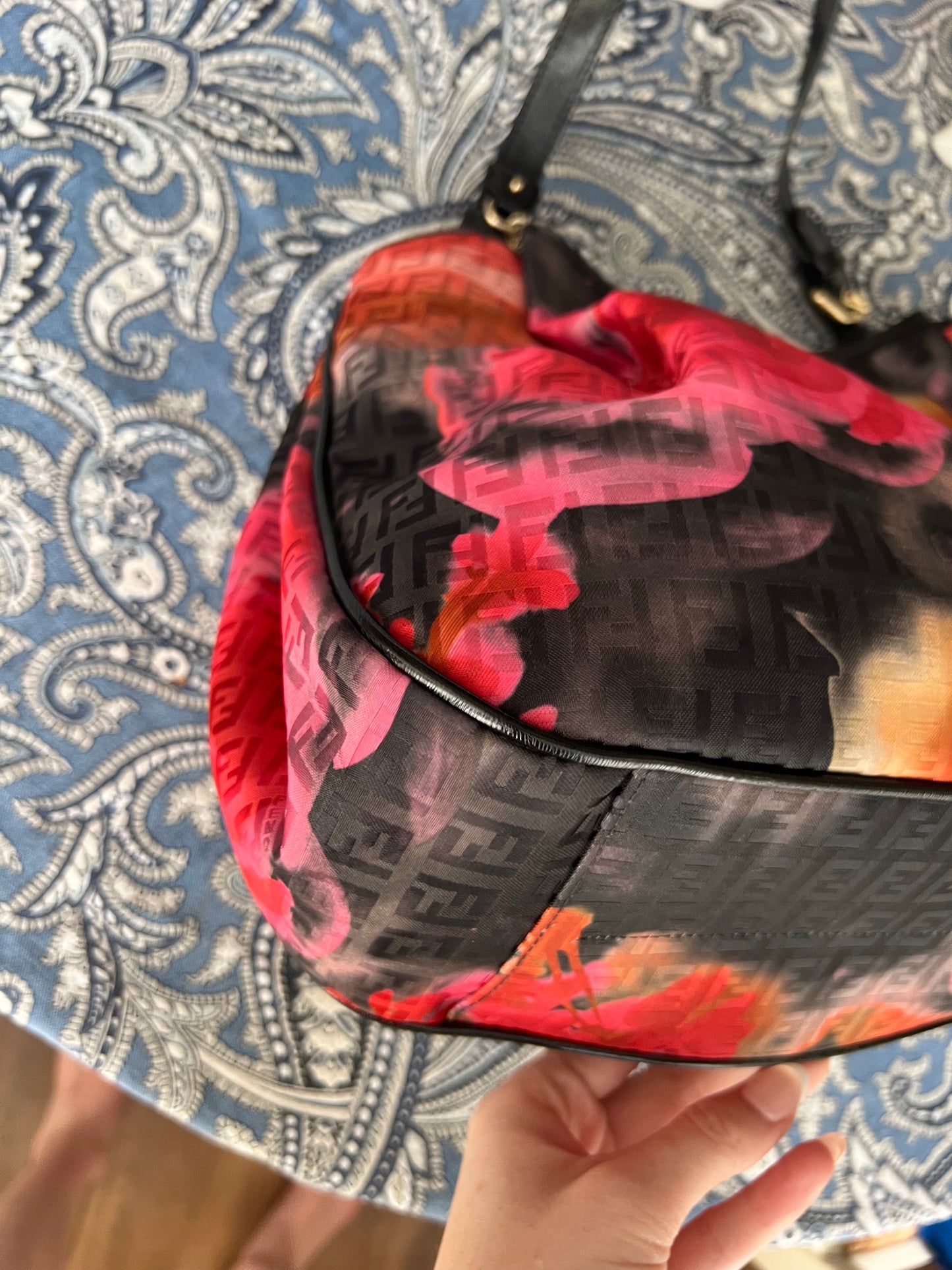 Fendi limited edition zucchino roses hobo shoulder bag
