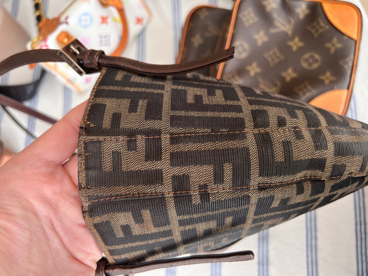 Fendi zucca crescent double shoulder bag