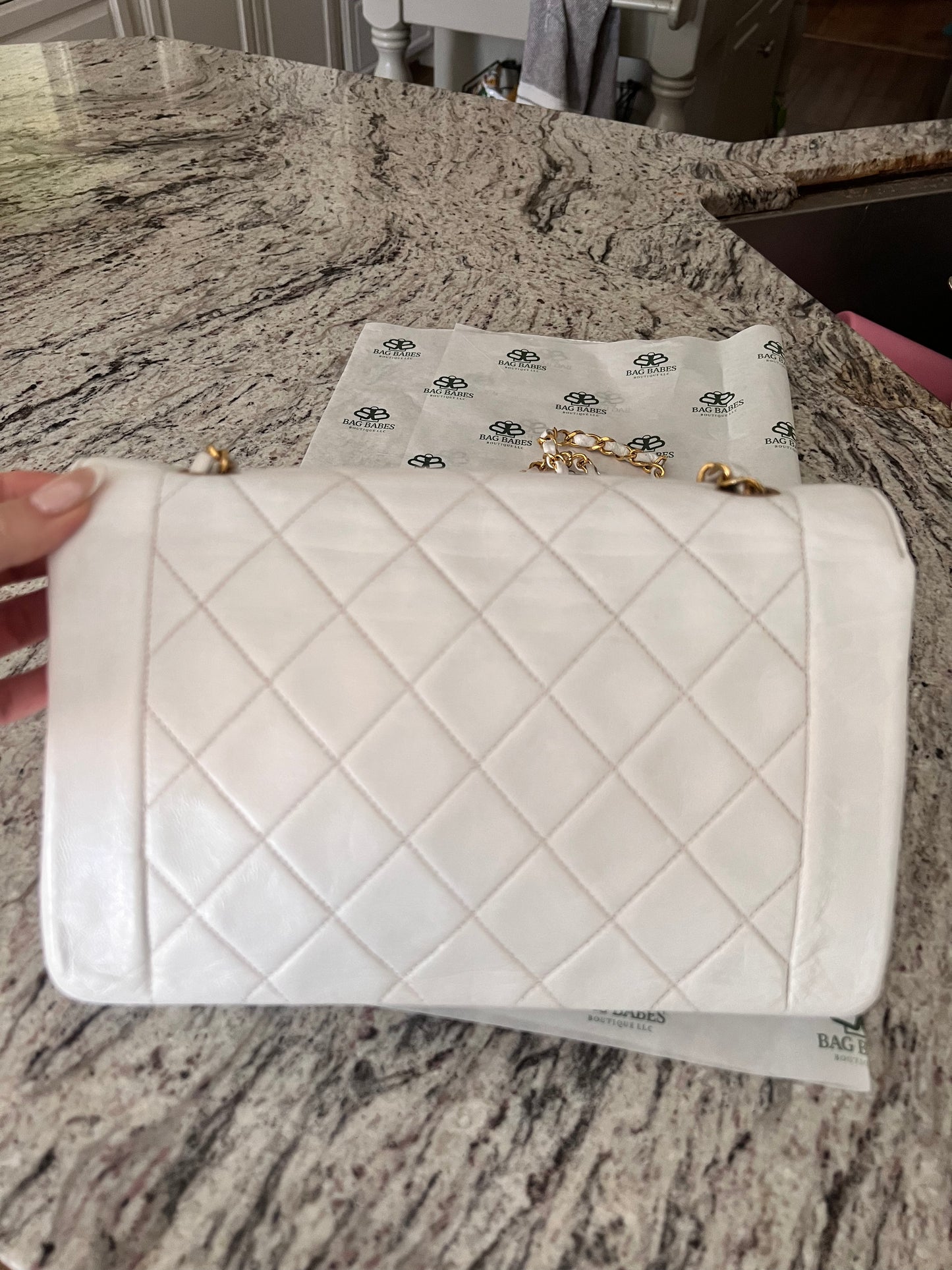 Chanel vintage white lambskin Diana 24k GHW - partial payment