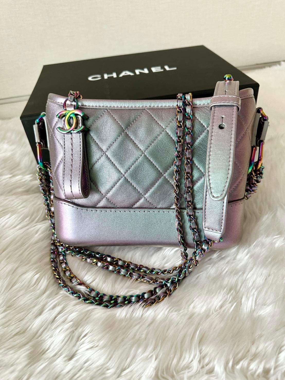 Chanel iridescent calfskin small Gabrielle hobo bag