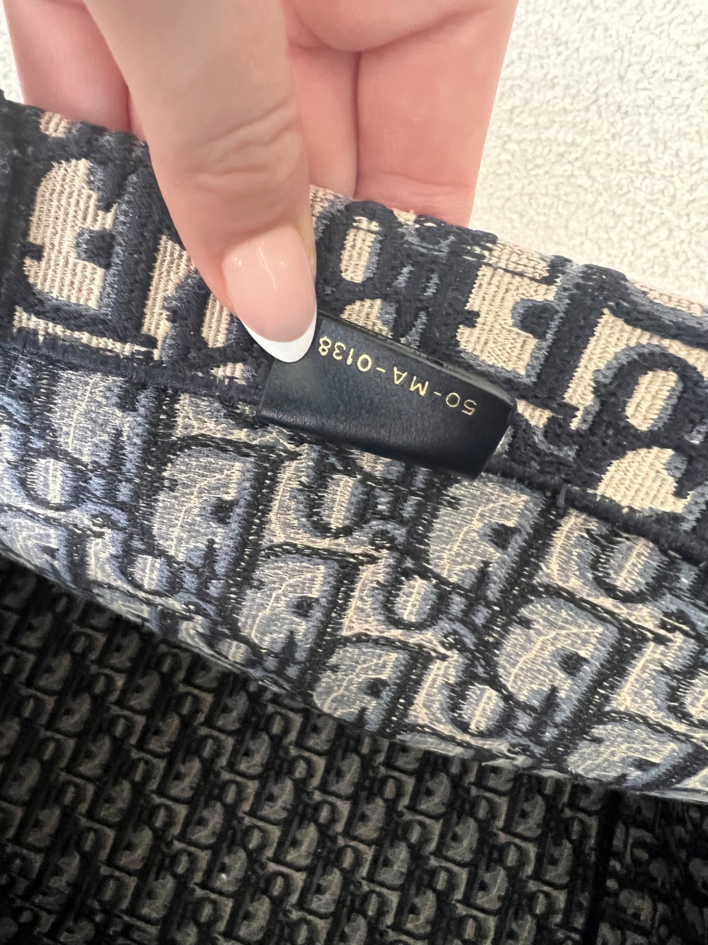 Dior large book tote navy oblique embroidered