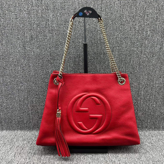 Gucci soho red leather double shoulder tote