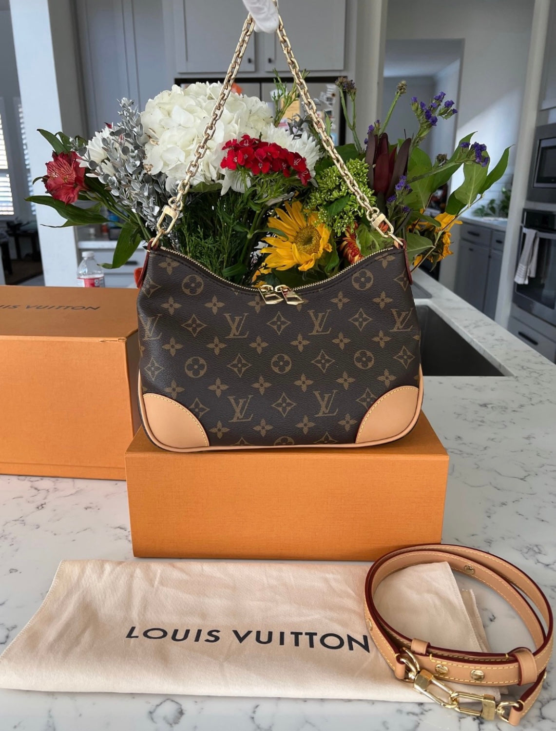 Louis Vuitton monogram / natural boulogne NM bag