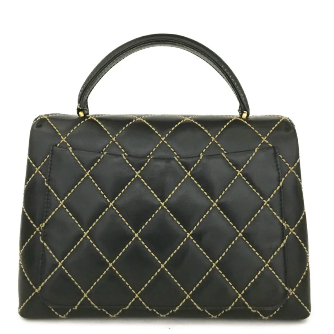Chanel 2005 Wild Stitch Lambskin Large Top Handle Flap Bag