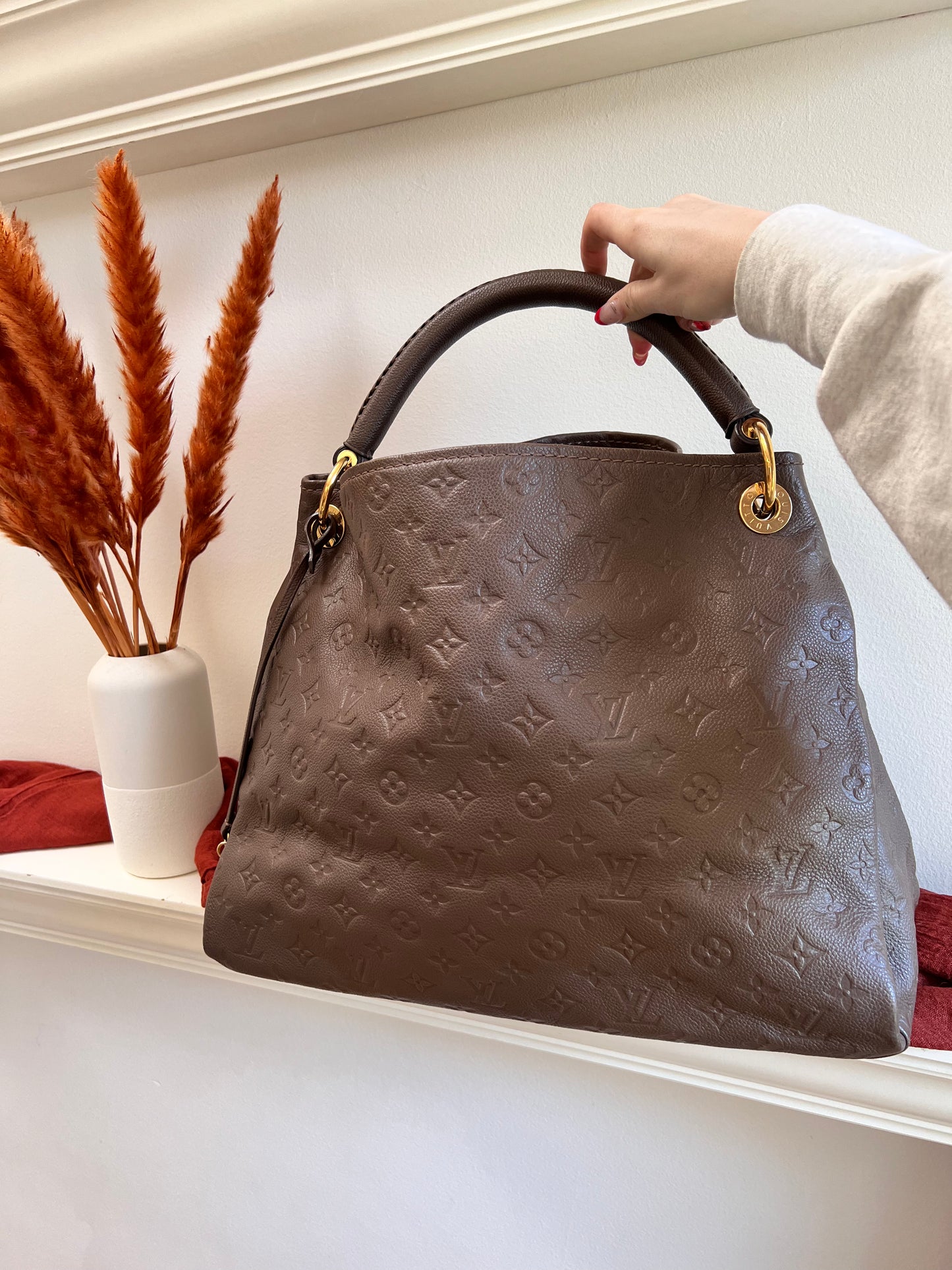 Louis Vuitton brown empreinte artsy MM hobo tote