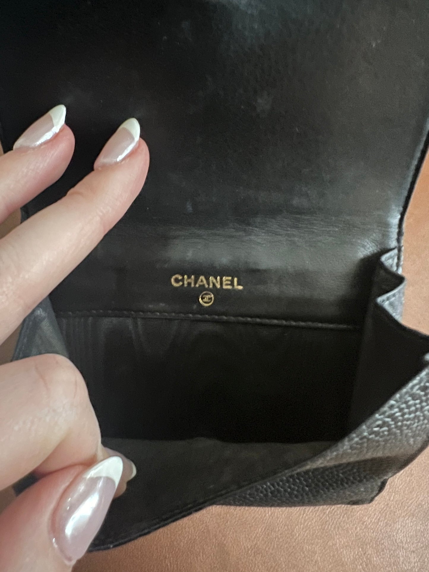 Chanel black caviar double sided wallet