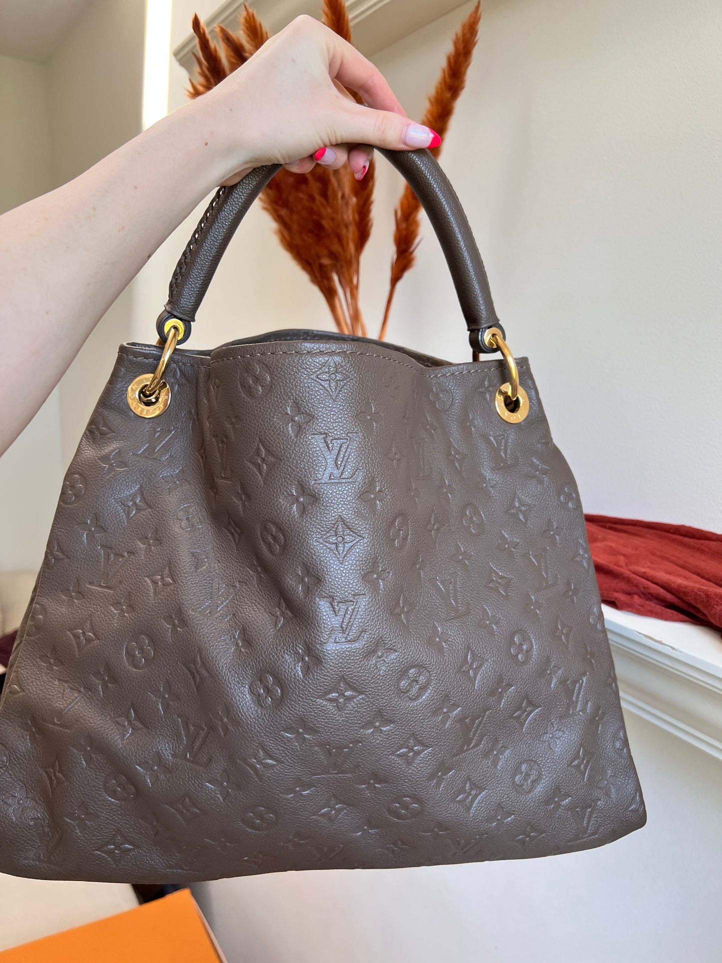 Louis Vuitton brown empreinte artsy MM hobo tote