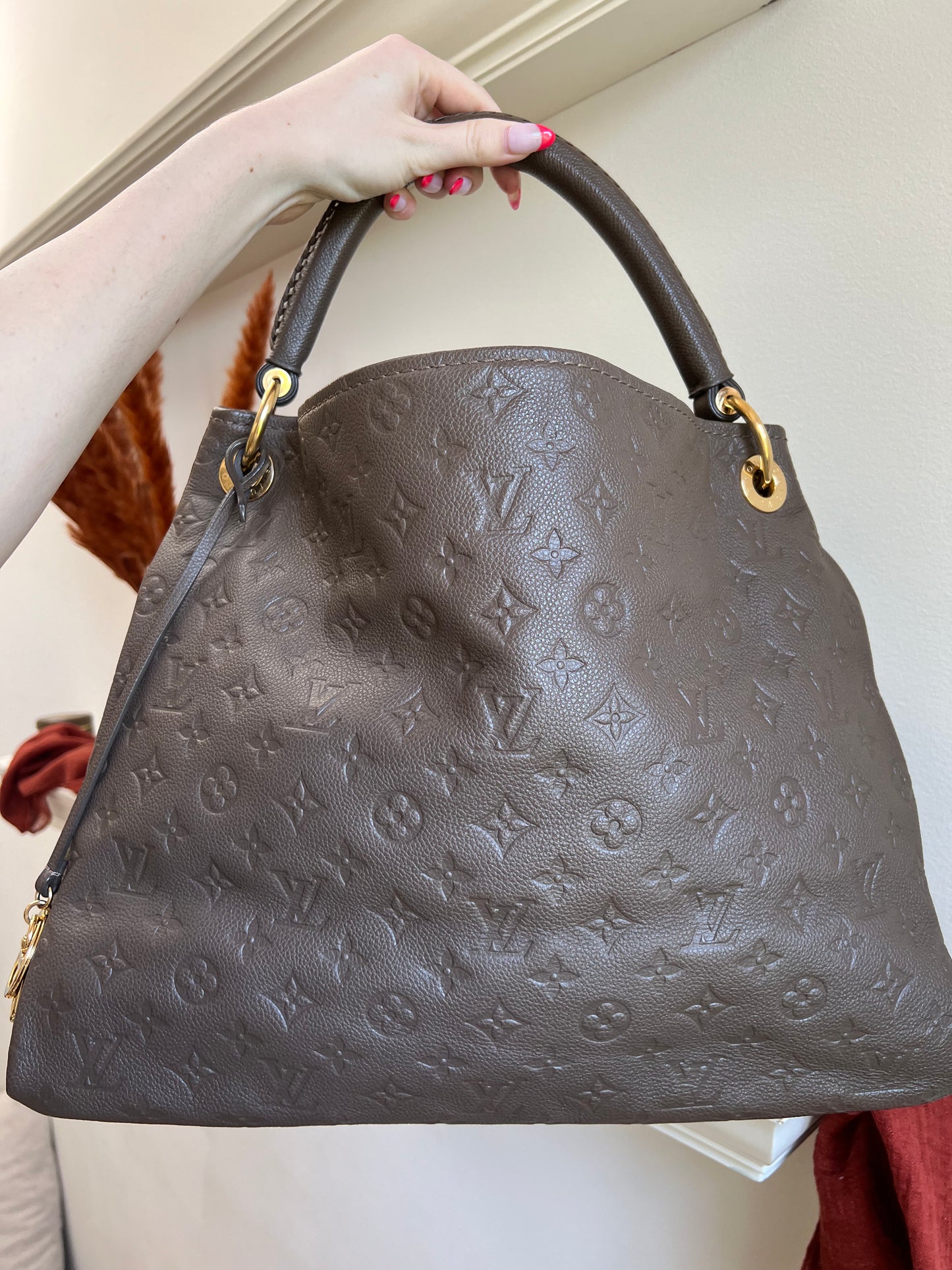 Louis Vuitton brown empreinte artsy MM hobo tote