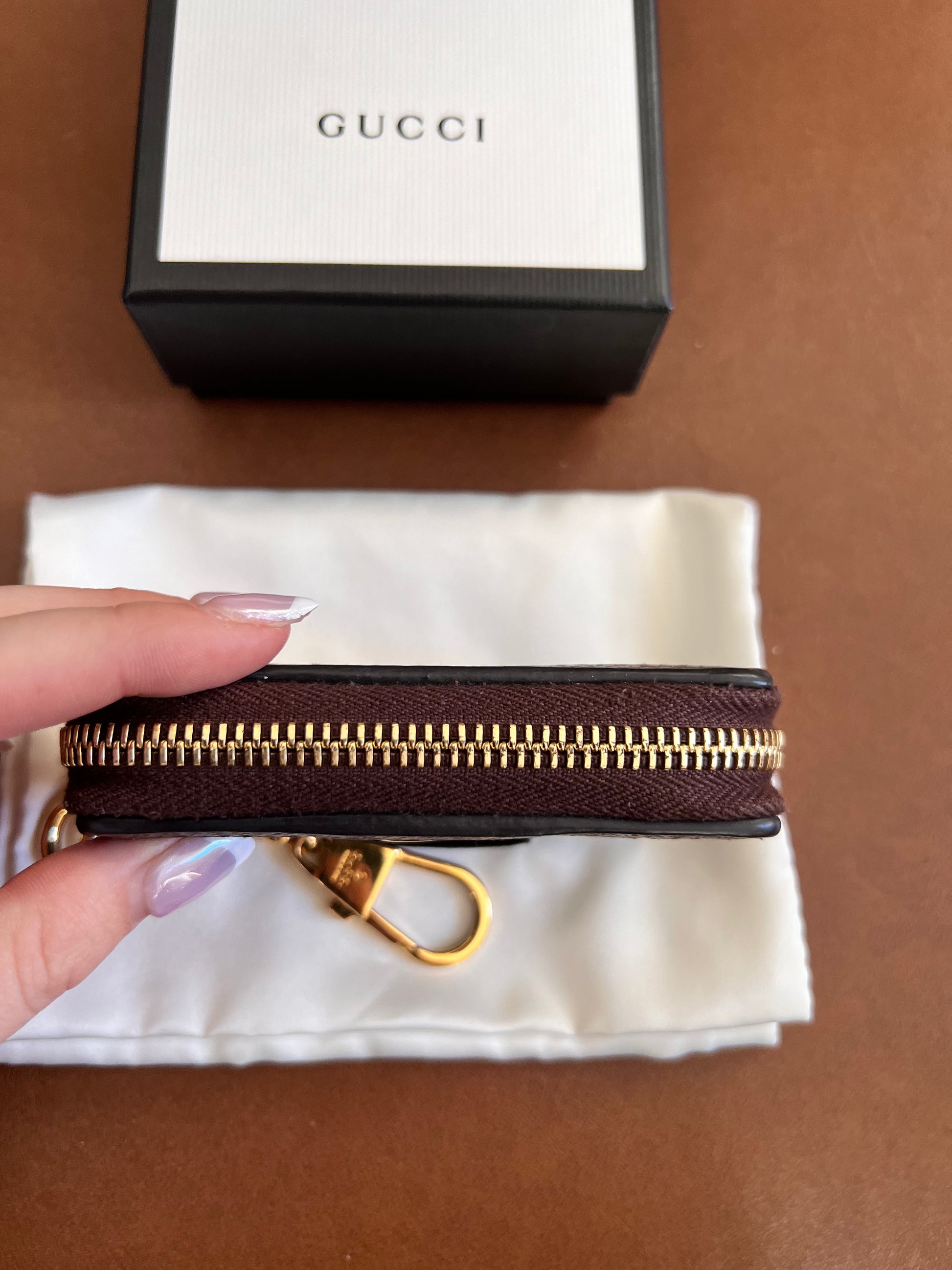 GUCCI Ophidia Coin Case Key Hook Key Case GG Supreme Canvas Bag Babes Boutique LLC